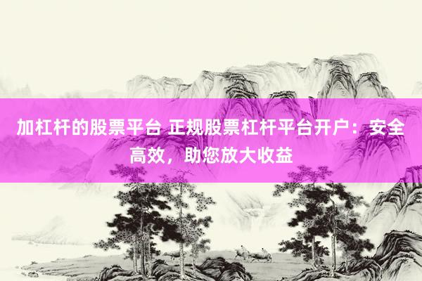 加杠杆的股票平台 正规股票杠杆平台开户：安全高效，助您放大收益