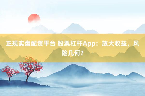 正规实盘配资平台 股票杠杆App：放大收益，风险几何？