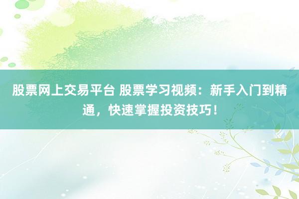 股票网上交易平台 股票学习视频：新手入门到精通，快速掌握投资技巧！