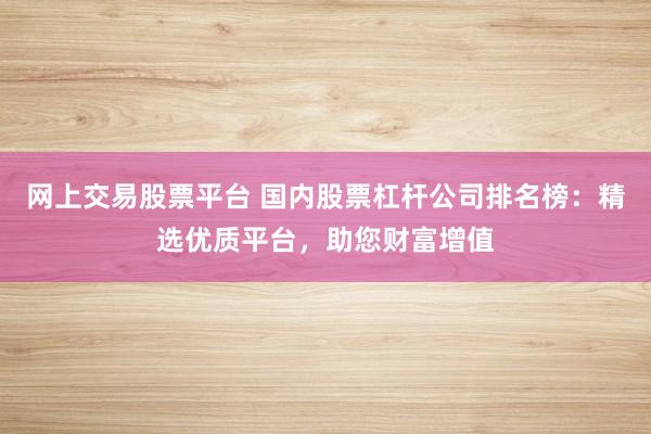 网上交易股票平台 国内股票杠杆公司排名榜：精选优质平台，助您财富增值