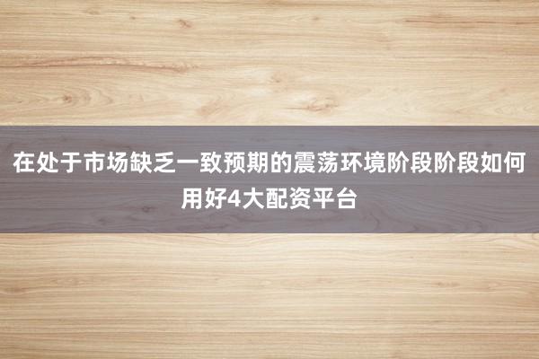 在处于市场缺乏一致预期的震荡环境阶段阶段如何用好4大配资平台