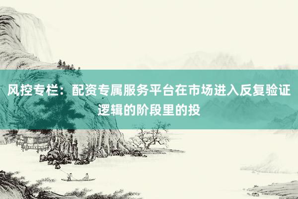 风控专栏：配资专属服务平台在市场进入反复验证逻辑的阶段里的投