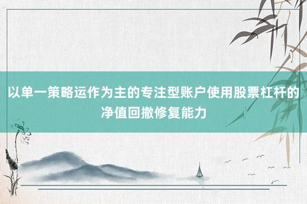 以单一策略运作为主的专注型账户使用股票杠杆的净值回撤修复能力