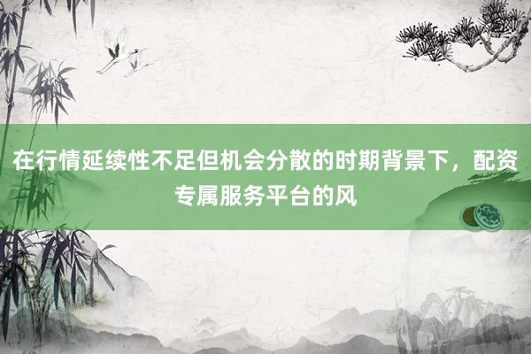 在行情延续性不足但机会分散的时期背景下，配资专属服务平台的风