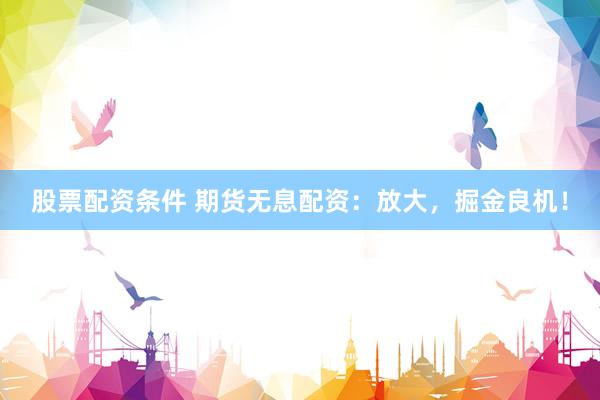 股票配资条件 期货无息配资：放大，掘金良机！