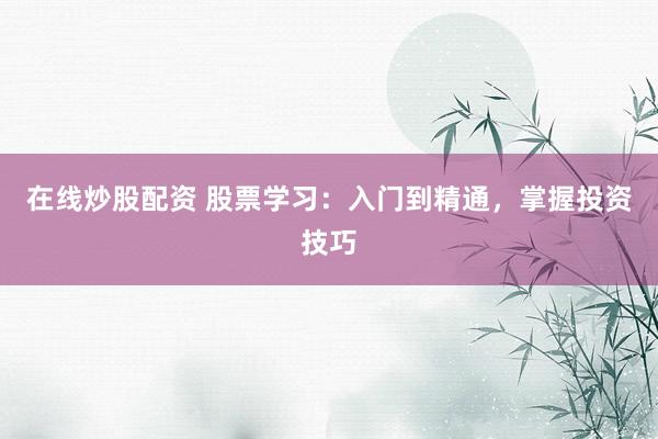 在线炒股配资 股票学习：入门到精通，掌握投资技巧